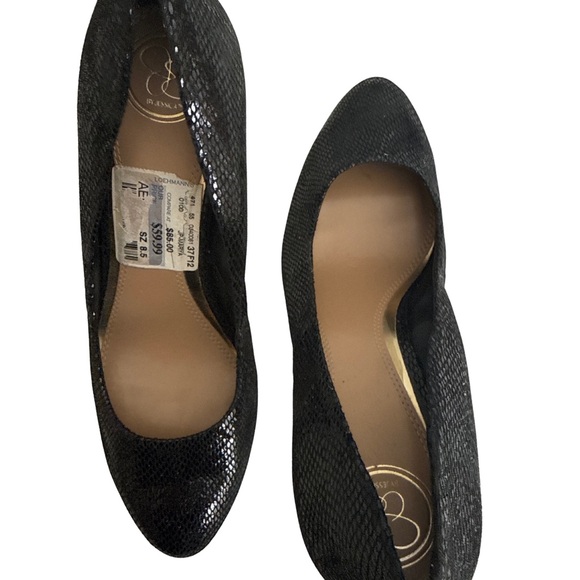 JS by Jessica Black Snake High Heel Pumps Size 8.5 NWT - Picture 4 of 6
